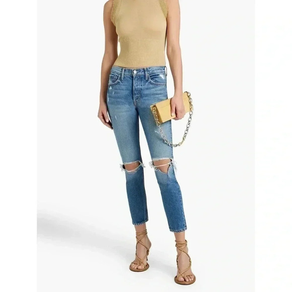 GRLFRND Karolina Distressed High Rise Skinny Jeans Size 26 I Put A Spell On You - Picture 1 of 10